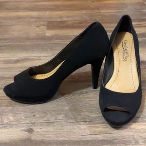Black open toe heels